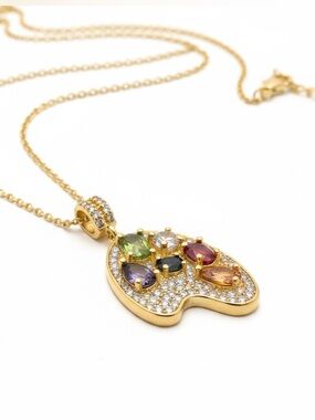 GOLD PALETTE COLORFUL PENDANT NECKLACE